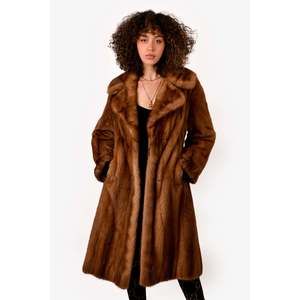 Vintage Brown Canadian Demi Buff Mink Fur Coat Size 4